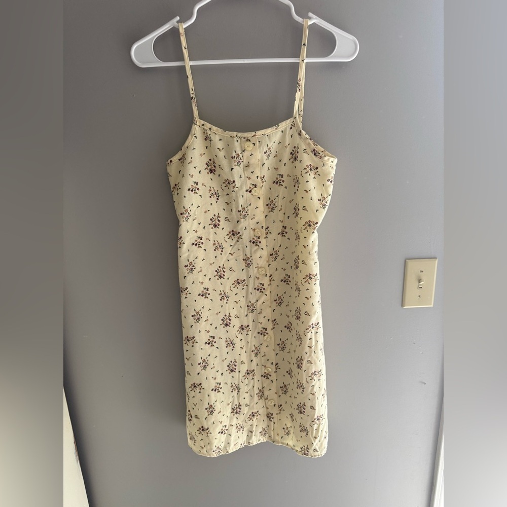 VTG 90s Kathie Lee Women’s Yellow Floral Tank Top Mini Dress SZ 4 Cottagecore